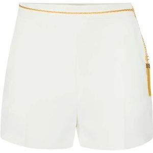 Elisabetta Franchi, Dames, Korte broeken, Beige, Maat: XS Leer,
