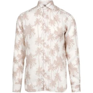 Barba, Heren, Overhemden, Beige, Maat: 4XL Linnen,
