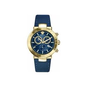 Versace Chronograaf Urban Mystique Blauw Leren Horloge , Blue , Heren , Maat: ONE Size