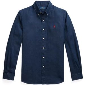 Polo Ralph Lauren, Heren, Overhemden, Blauw, Maat: 2XL Linnen,