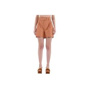 Twinset Korte shorts met riem en zakken , Brown , Dames , Maat: M