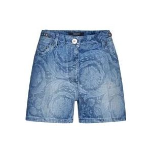 Versace Abstract Patroon Denim Shorts , Blue , Dames , Maat: W27