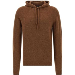 Roberto Collina, Heren, Sweatshirts & Hoodies, Bruin, Maat: 3XL Wol,