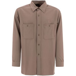 Needles, Heren, Overhemden, Bruin, Maat: M Poliester,