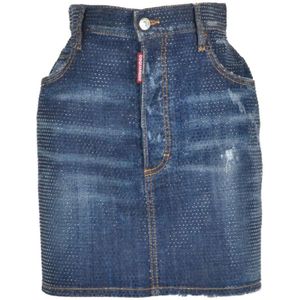 Dsquared2, Dames, Rokken, Blauw, Maat: 2XS Denim,