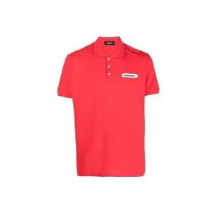 Dsquared2 Logo Print Polo , Red , Heren , Maat: S