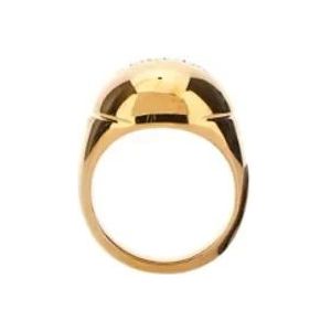 Versace Gouden Metalen Ring - Stijlvol Ontwerp , Yellow , Dames , Maat: 48 MM