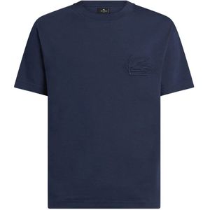 Etro, Heren, Tops, Blauw, Maat: S Katoen,