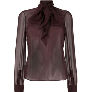 Saint Laurent, Dames, Blouses & Shirts, Bruin, Maat: L Zijde,
