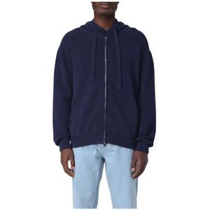 Roberto Collina, Heren, Sweatshirts & Hoodies, Blauw, Maat: L