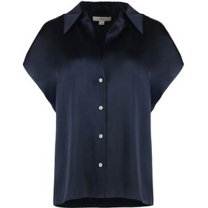 Vince, Dames, Blouses & Shirts, Blauw, Maat: L Zijde,