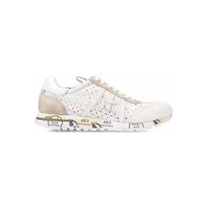 Premiata Witte Lucy Bloemenprint Sneakers , White , Dames , Maat: 36 EU