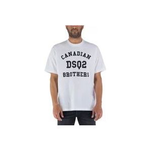 Dsquared2 Witte Katoenen T-Shirt van Canadian Brothers , White , Heren , Maat: S