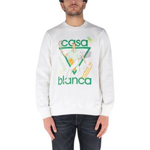 Casablanca, Heren, Sweatshirts & Hoodies, Wit, Maat: L Katoen,