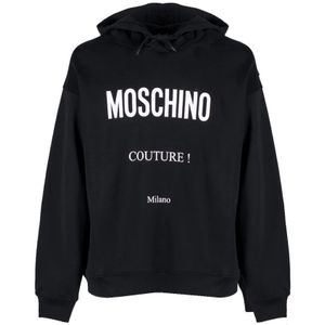 Moschino, Heren, Sweatshirts & Hoodies, Zwart, Maat: L Katoen,