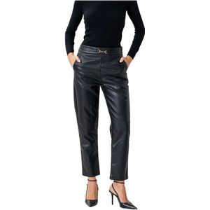 Kocca, Dames, Broeken, Zwart, Maat: M Leer,