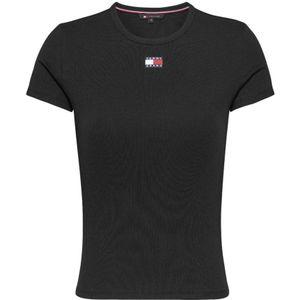 Tommy Hilfiger TJW Bby Rib Zwart T-Shirt Dames