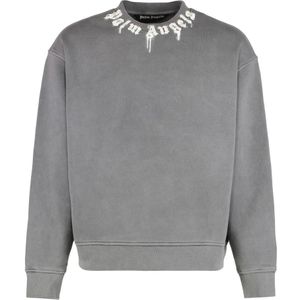 Palm Angels, Heren, Sweatshirts & Hoodies, Grijs, Maat: S Katoen,