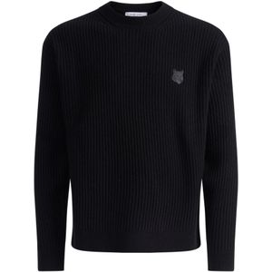 Maison Kitsuné, Heren, Truien, Zwart, Maat: L Wol,