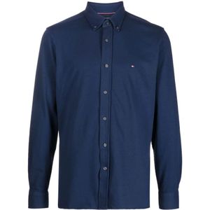 Tommy Hilfiger, Heren, Overhemden, Blauw, Maat: S Piqué,
