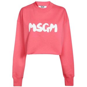 Msgm, Dames, Sweatshirts & Hoodies, Roze, Maat: XS Katoen,