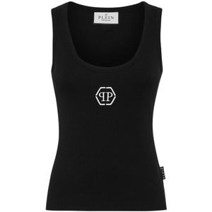 Philipp Plein, Dames, Tops, Zwart, Maat: XS Katoen,