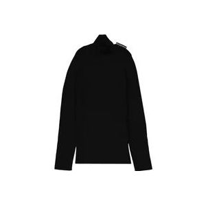 Balenciaga Zijden Coltrui met Logodetail , Black , Dames , Maat: L