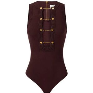 Elisabetta Franchi, Dames, Tops, Bruin, Maat: M Viscose,