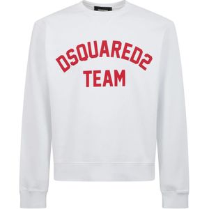 Dsquared2, Heren, Sweatshirts & Hoodies, Wit, Maat: XL Katoen,