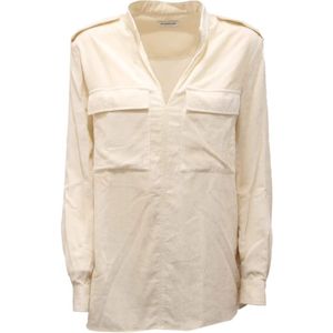 Dondup, Dames, Blouses & Shirts, Wit, Maat: S Velours,