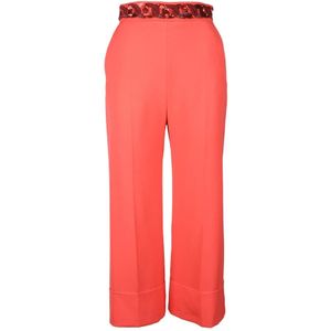 Elisabetta Franchi, Dames, Broeken, Oranje, Maat: S Poliester,