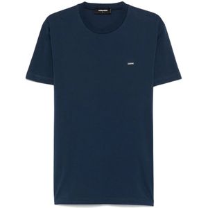 Dsquared2, Heren, Tops, Blauw, Maat: L Katoen,