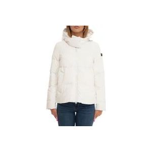 Peuterey Witte Halflange Donsjas , White , Dames , Maat: XS