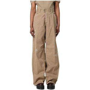 Dsquared2, Dames, Broeken, Beige, Maat: 2XS