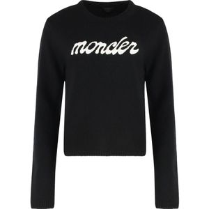 Moncler, Dames, Truien, Zwart, Maat: S Wol,