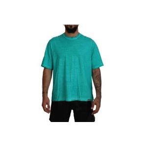Dsquared2 Lichtgroene Katoen Linnen T-shirt , Green , Heren , Maat: M