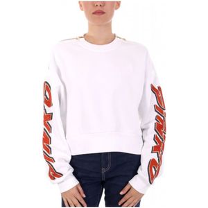 Pinko, Dames, Sweatshirts & Hoodies, Wit, Maat: M Katoen,