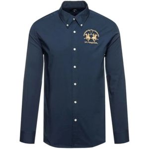 La Martina, Heren, Overhemden, Blauw, Maat: S Katoen,