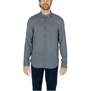 Armani Exchange, Heren, Overhemden, Grijs, Maat: S Linnen,