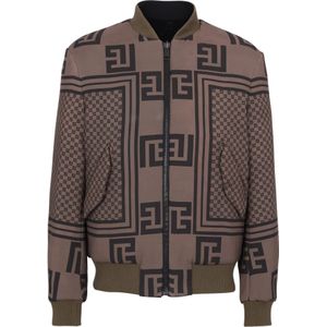 Balmain Omkeerbare mini monogram bomberjack , Brown , Heren , Maat: XL