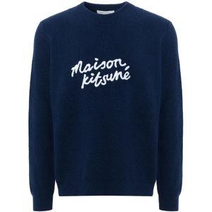 Maison Kitsuné, Heren, Truien, Blauw, Maat: XL Wol,