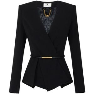 Elisabetta Franchi, Dames, Jassen, Zwart, Maat: XS Satijn,