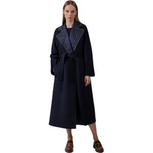 Max Mara Studio, Dames, Mantels, Blauw, Maat: M Wol,