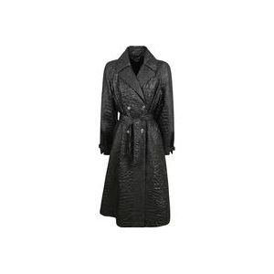 Versace Zwarte Trenchcoat met Verantwoorde Stof , Black , Dames , Maat: S