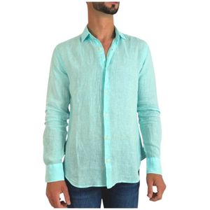 Saint Barth, Heren, Overhemden, Groen, Maat: XL Linnen,