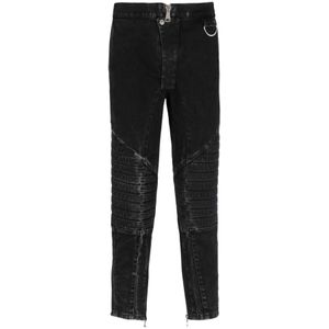 Balmain Geribbelde katoenen slim-fit jeans , Black , Heren , Maat: W32