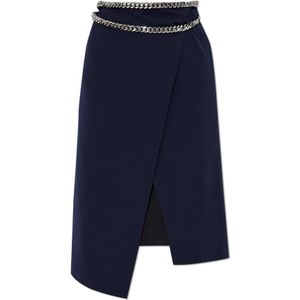Stella McCartney - Wikkelrok - Marineblauw - Wol/Elastaan - Split Voorzijde