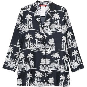 Max Mara Studio, Dames, Blouses & Shirts, Blauw, Maat: S Zijde,