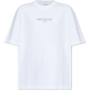 Off White, Dames, Tops, Wit, Maat: L Katoen,