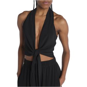 Federica Tosi, Dames, Tops, Zwart, Maat: 2XS Zijde,